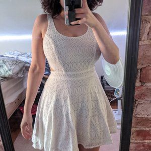 White Lace Dress with Cutouts -Fit and Flare